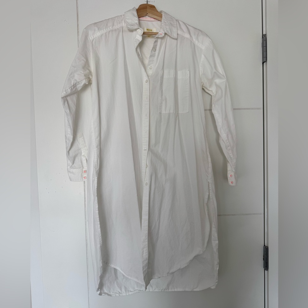 Anthropologie Maeve White Long Button Down Shirt/Tunic